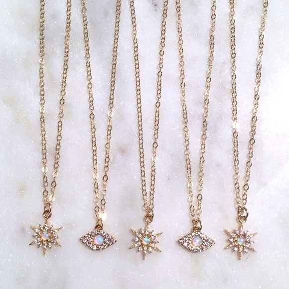 Petite Opal Pave CZ Necklace - Picture 7 of 7